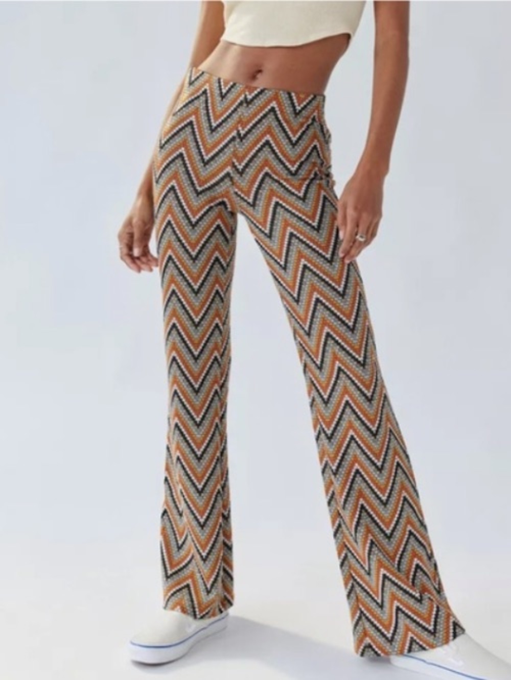 Urban outfitters bryn flare zip zag pants